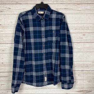 Hollister Blue White Plaid LS Flannel Shirt XL C3